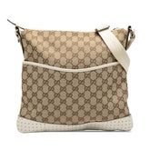 グッチ GGキャンバス ショルダーバッグ 145857 ベージュ アイボリー キャンバス レザー レディース GUCCI 【中古】